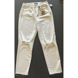 Sincerely Jules‎ NWT Super High Rise Mom Jeans Juniors 7/28 White Distressed